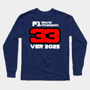 Max Verstappen 2023 F1 Champion White Text Long Sleeve T-Shirt